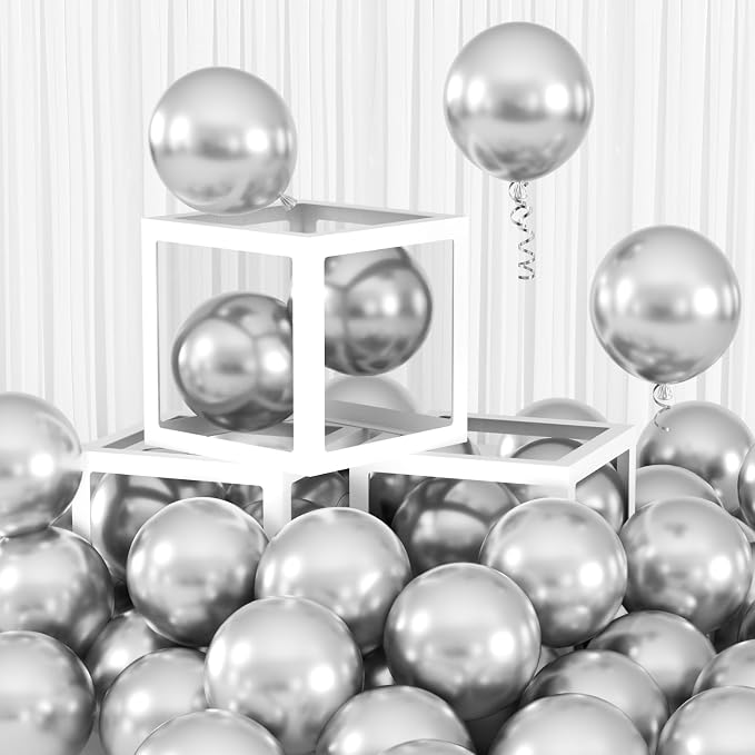 100pcs 5inch Metallic Silver Balloons, 5” Mini Chrome Silver Party Balloons Kit by Colorfullifefromnowon