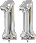 Silver 11 Balloon, 40 Inch Silver Number 11 Balloon Big Foil Mylar Helium by BBPOOL