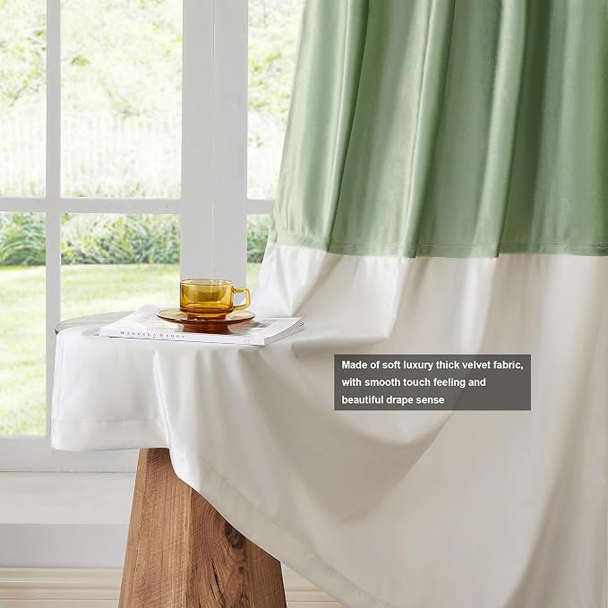 BULBUL Luxury Color Block Velvet Curtains 63 inch - Image 5