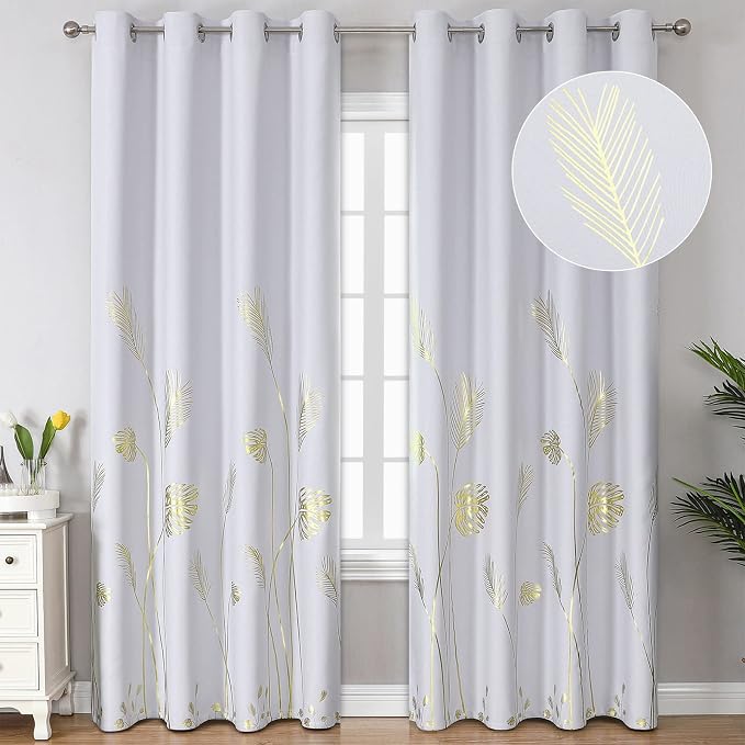 Greyish White 108 Inches Long Window Curtain Panels Room Darkening Curtains by ESTELARTEXTILER