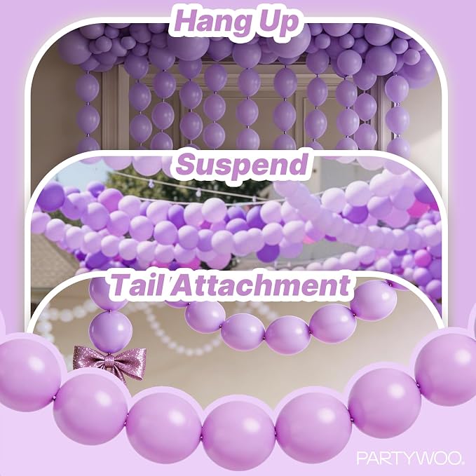 PartyWoo Lavender Linking Balloons 100pcs 6 Inch Purple Link Balloons | - Image 6