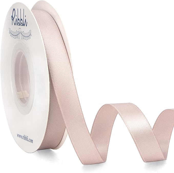 Ribbli Vanilla Double Faced Satin Ribbon, 1/2” x Continuous 25 Yards, Use by Ribbli