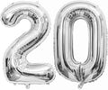 Silver 20 Number Balloons, 40 Inch Giant Number 20 Balloons Foil Mylar Helium by Lovoir