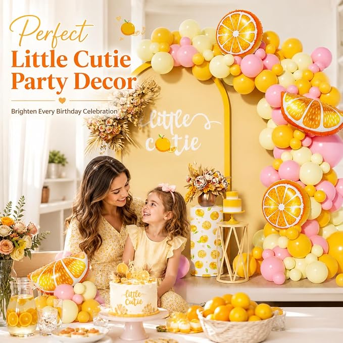 143Pcs Lemon Pink and Yellow Balloon Arch Kit, Lemonade Birthday Decor | - Image 3