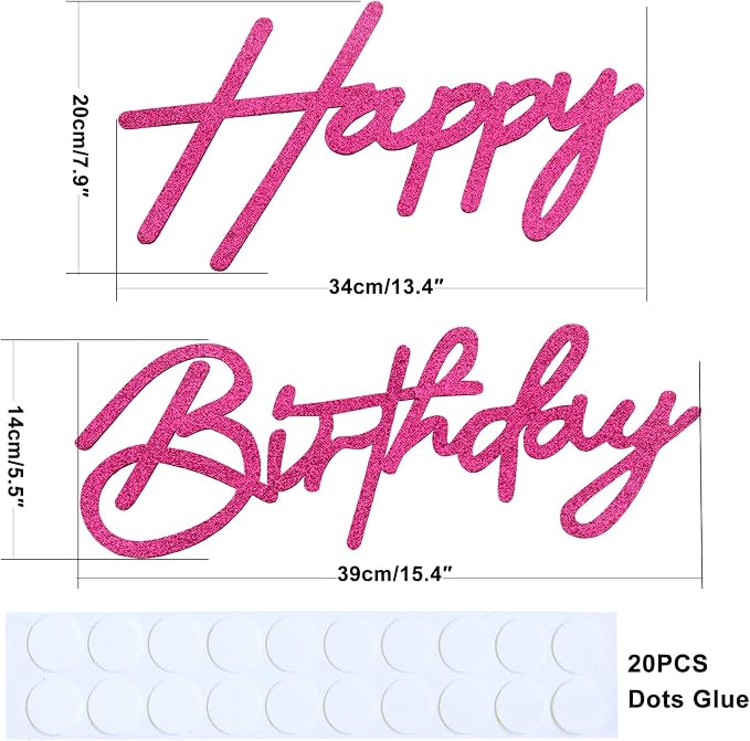 Rose Pink Happy Birthday Sign for Backdrop - Image 5