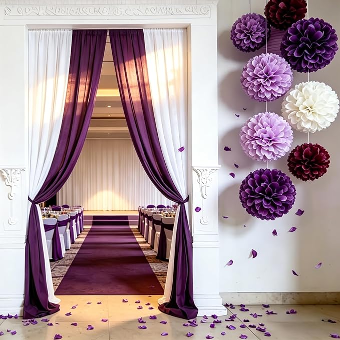 AimtoHome Purple Paper Flower Balls, Dark Lavender Lilac Cream, - Image 6