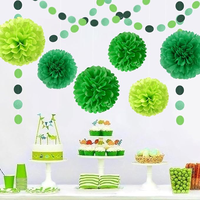 Green Party Decorations Tissue Pom-Poms - Image 5