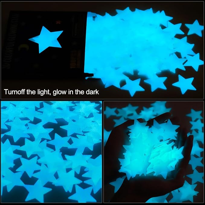 AM AMAONM 100pcs Glow in The Dark Luminous Stars Fluorescent Noctilucent - Image 2