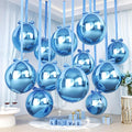 Blue Round Foil Balloons with Satin Bows and Ribbon by FunHot