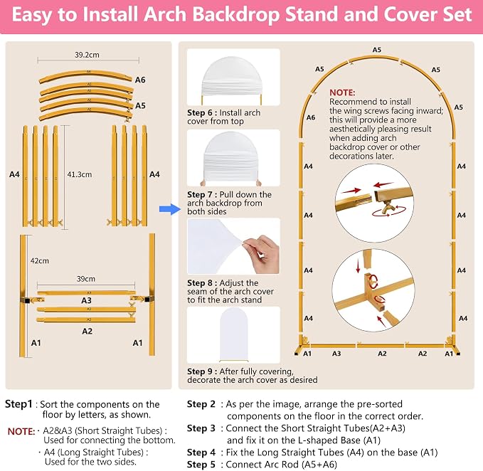 Arch Backdrop Stand and Cover Set of 2 Wedding Metal Arch Stand - Image 6