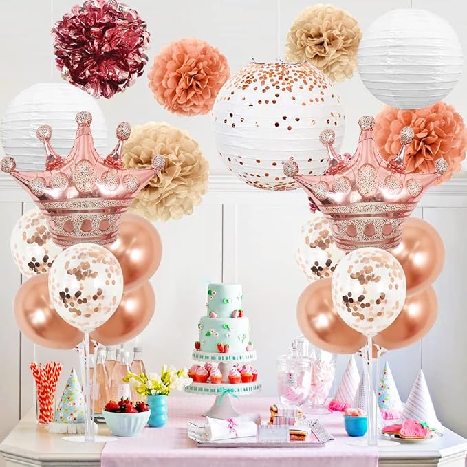 TONIFUL Table Centerpiece Balloons Stand Kit Include Rose Gold Latex Confetti - Image 6