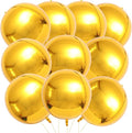 10 Pcs 22 Inch Gold Mylar Balloons, Large 4D Giant Round Foil Balloon Big by KALOR