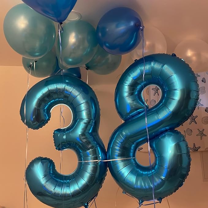 Blue Foil Balloon Number 8, Large Number 8 Digital 8 Helium Balloon - Image 5