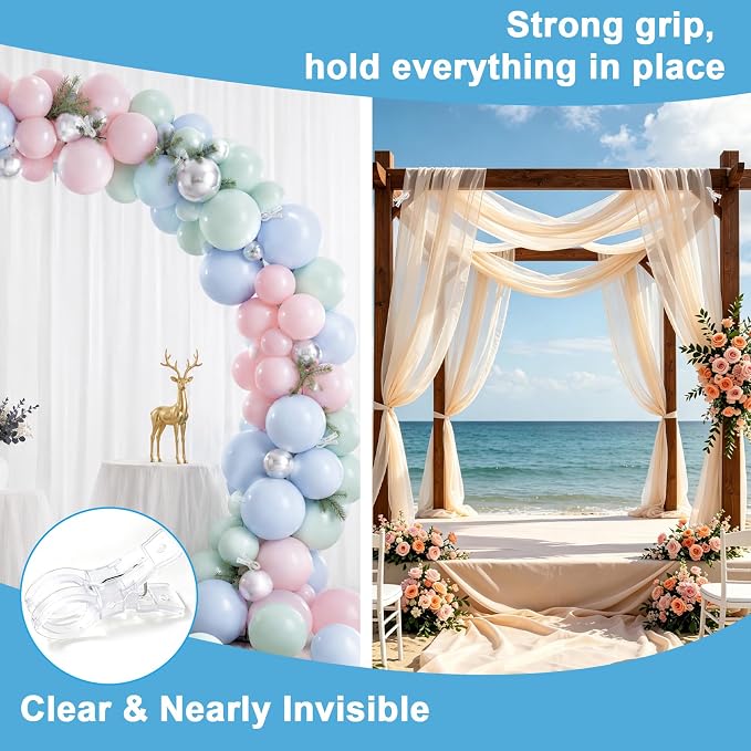 15 Pack Balloon Arch Clips, Transparent Plastic Spring Clamps - Image 6