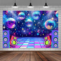 Dance Party Backdrop Retro 80s 90s Theme Stage Dance Ball Music Birthday Party Decoration DJ Photography Background 8 x 6 ft for Baby Shower Picture Photo Shoot Polyester Fabric,Multi1