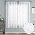 HOMEIDEAS White Sheer Curtains 2 Panels, Embroidered Vine Leaf, W52 x L63 | by HOMEIDEAS