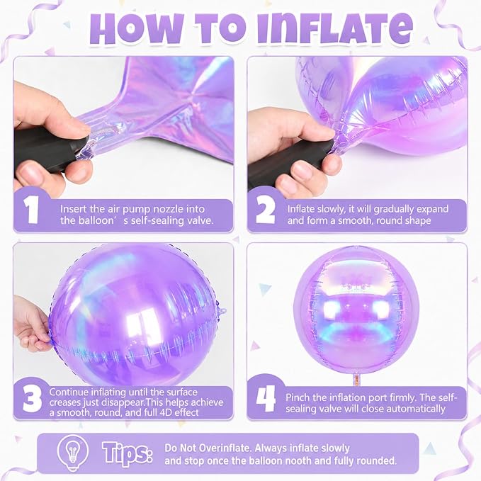 Biapian 12 Pcs Iridescent Round Foil Balloons, Different Size Holographic - Image 8