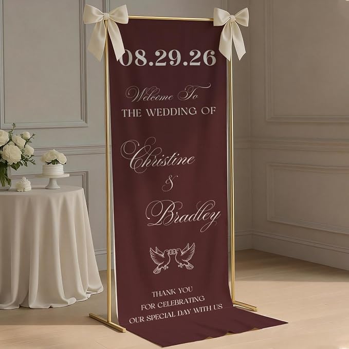Luxury Wedding Linen Wall Tapestry Welcome Banner, Personalized Couple Names - Image 3
