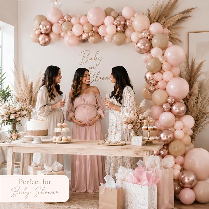 Boho Balloon Arch Double Stuffed Blush Nude Rose Gold Boho Balloon Garland Kit - Image 6