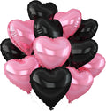 Pink Black Heart Balloons, 18Inch Black Pearl Pink Helium Balloon by Adorely