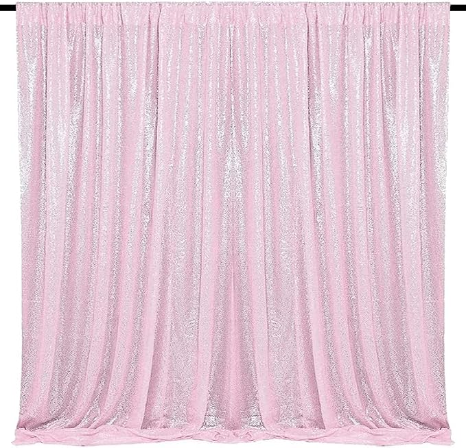 Pink Sequin Backdrop for Party Decor 10FTx10FT | 1 Panel, Glitter Sequin by HMQIANG