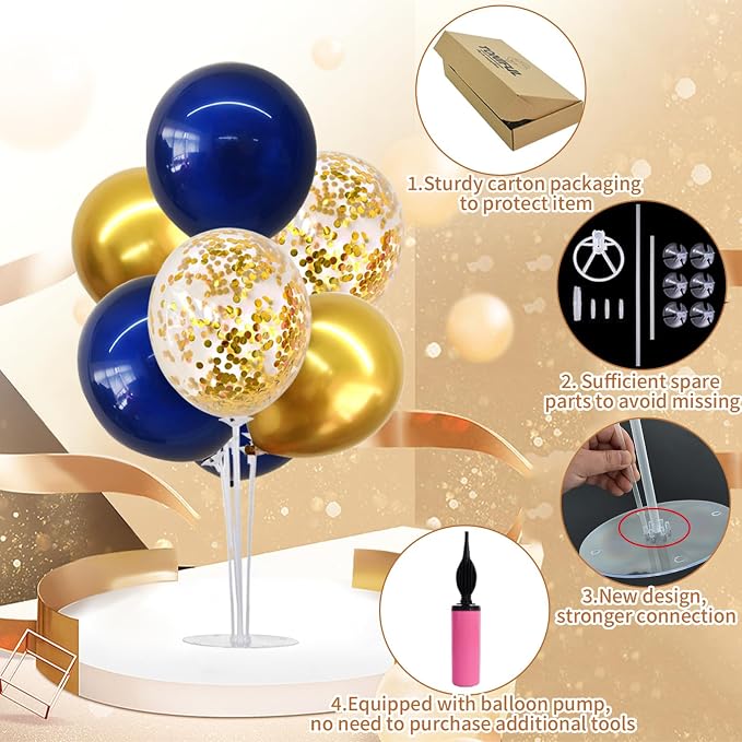 TONIFUL 4 Set Navy Blue Gold Balloons Stand Balloon Centerpieces - Image 5