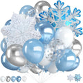 Blue Snowflake Balloons, 12 Inch Blue Silver White Clear Balloons by FunHot
