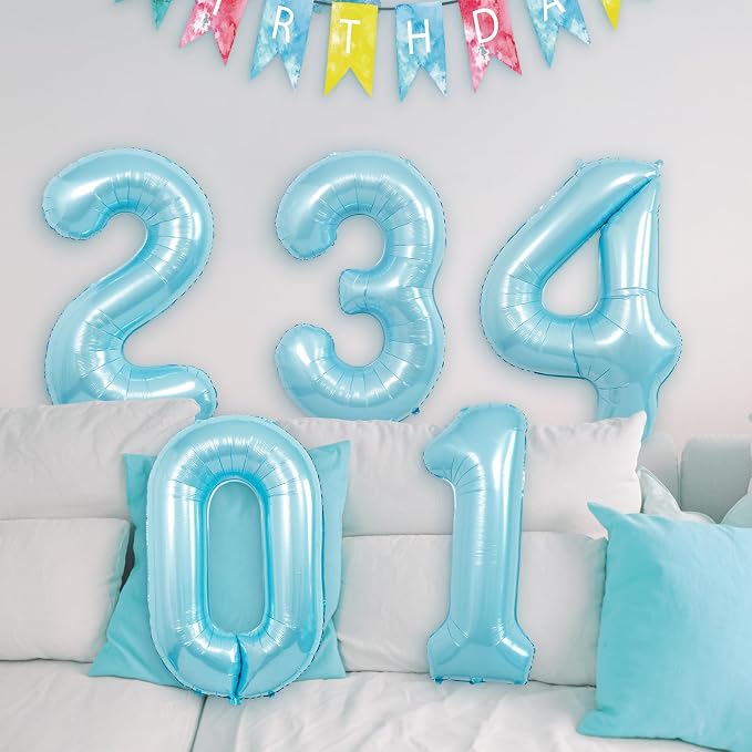 40 Inch Light Blue Number 3 Balloons - Image 5