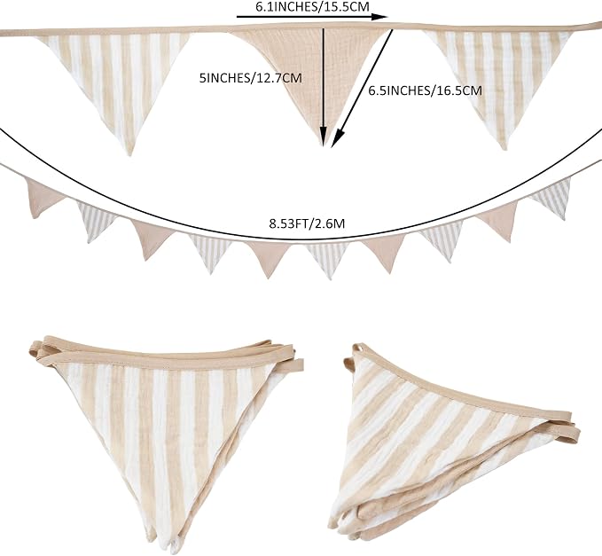 2Pcs Triangle Bunting Flag No-DIY Cotton Fabric Garland Reusable Party Banner - Image 4