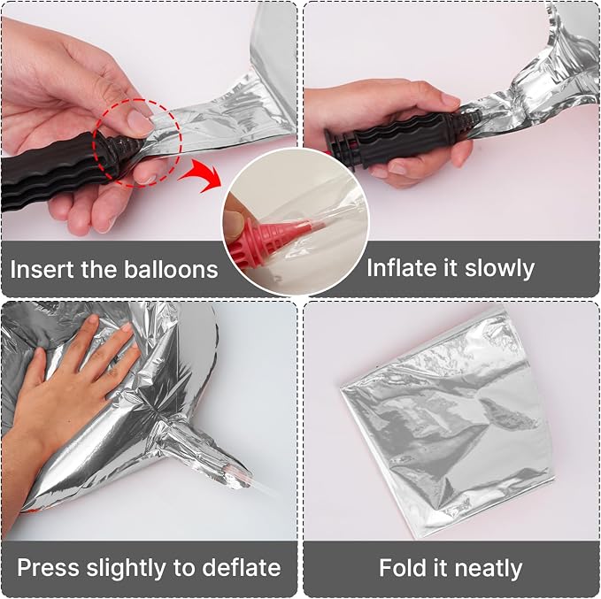 PartyWoo Metallic Silver Large Round Giant Foil 4D Balloons 6pcs 32 Inch | 32 - Image 5