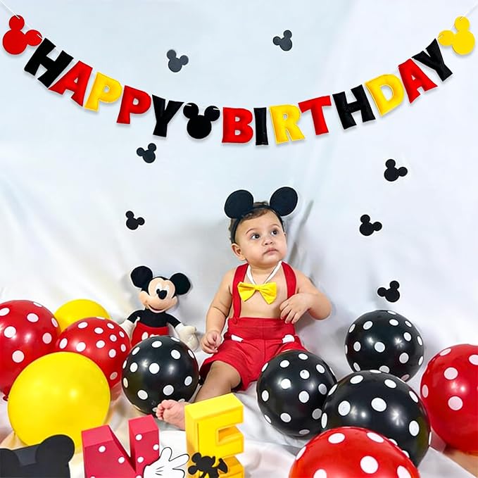Pre-Strung 3D Felt Cartoon Mouse Happy Birthday Banner - Image 5