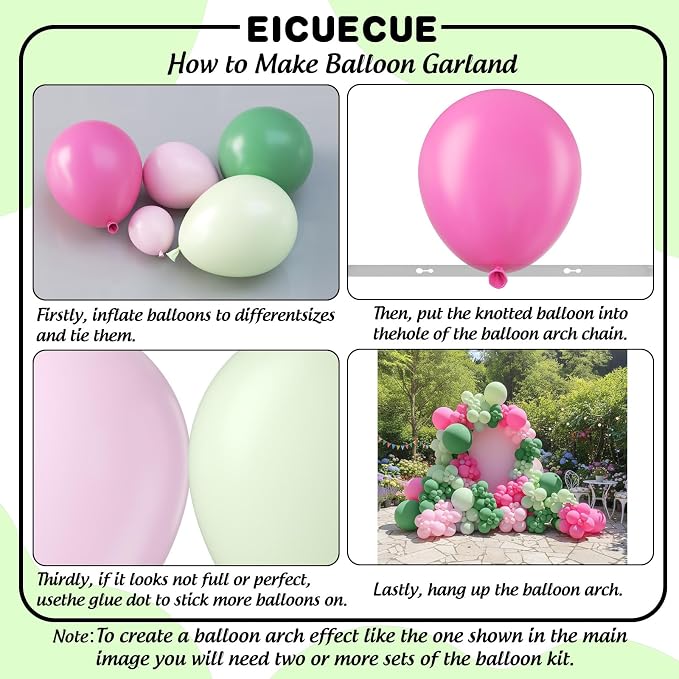 Pink and Green Balloons Garland Arch Kit 183Pcs - Image 3