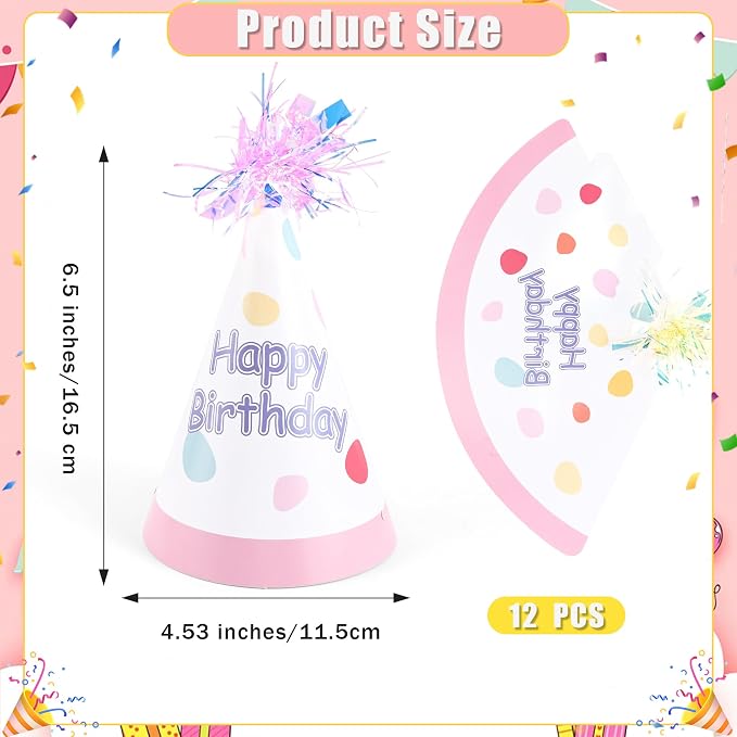 CANREVEL 12 PCS Party Hats for Adults and Kids, Party Headwear | Birthday - Image 5