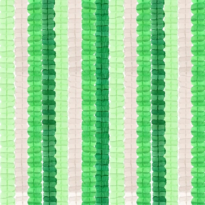 Green-White Party Decorations Streamers Garland - 157Ft Four-Leaf Clover - Image 2