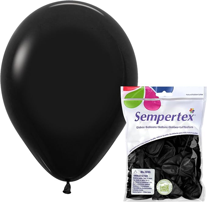 Sempertex Round Fashion Black Balloons, 11 Inch, Graduation, Baby Shower by Sempertex