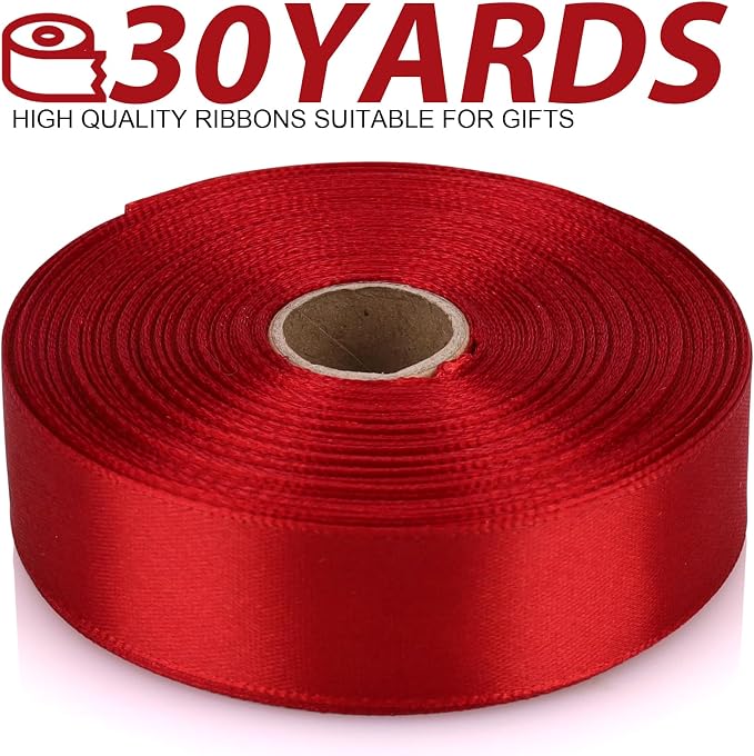 7/8 Inch 30 Yards Wine red Satin Craft Ribbon-Single Face Polyester Ribbon - Image 2