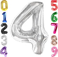40 Inch Silver Number 4 Balloon Birthday Party Decorations by Hadoife
