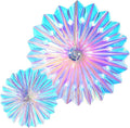 Iridescent Hanging Decorations Round Foil Decorative Folding Fans Rainbow Shine by Blukey