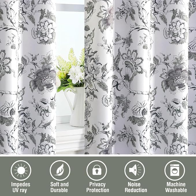 H.VERSAILTEX Blackout Curtains 96 Inch Length 2 Panels Set Floral Print Curtain - Image 7