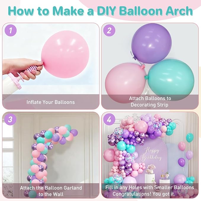 Mermaid Balloon Garland Arch Kit - Image 3