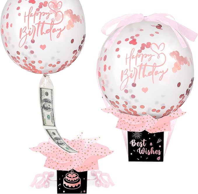 UQM Birthday Money Box for Cash Gift Pull, Funny Pull Money Balloon Box | Happy by UQM
