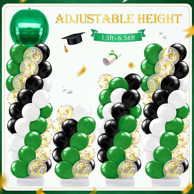 2 Sets Green Black White Balloon Column Stand Kit, Adjustable Floor Balloon - Image 4