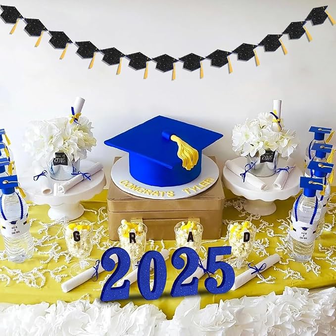 Graduation Decoration Banners 2026 Black Glitter Graduation Hats Banners | - Image 4