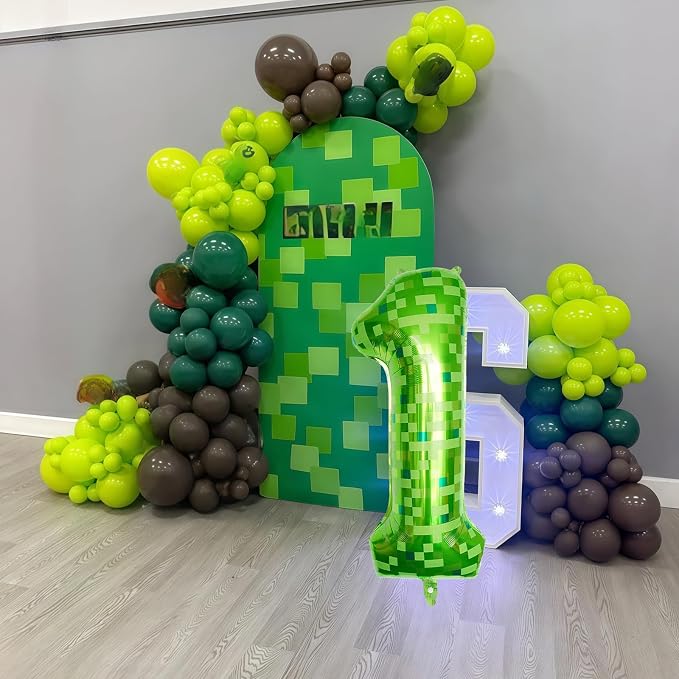 40 Inch Green Pixel Number 1 Balloon - Image 6