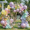 Pastel Balloon Garland Arch Kit Double Stuffed, Baby Pink Purple Yellow Green by Partycus
