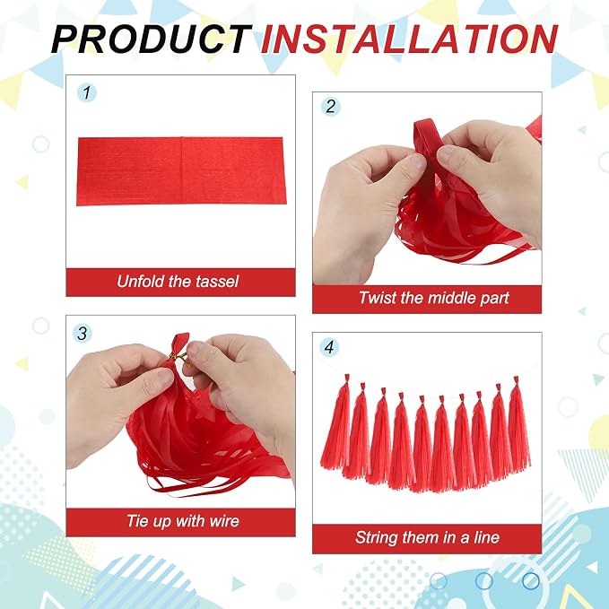 MECCANIXITY 20Pcs Tassel Garland Banner Tissue Paper - Image 4