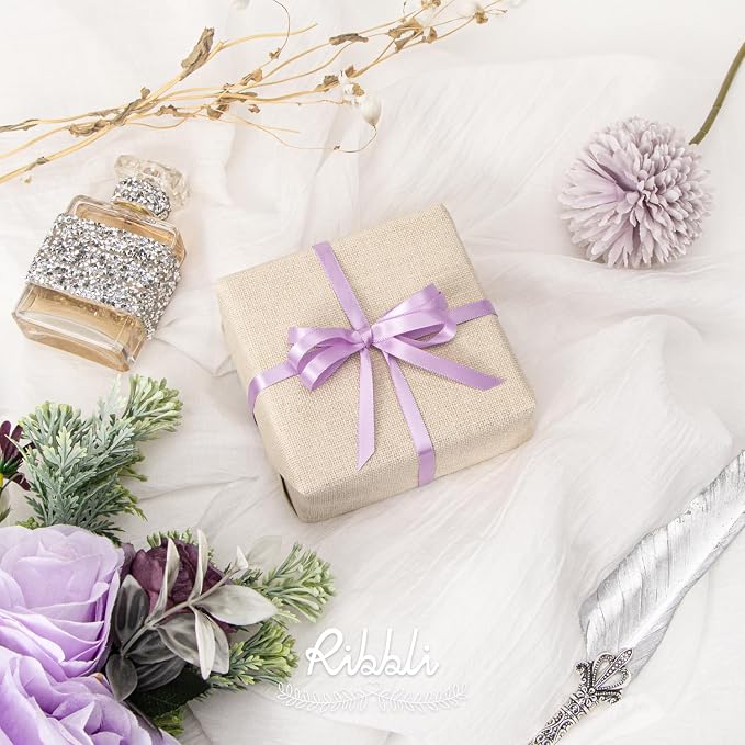 Ribbli Light Purple Satin Ribbon, Double Faced Satin 1/4 inch x Continuous 50 - Image 2