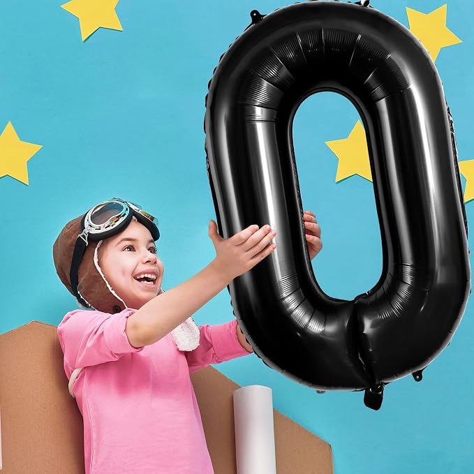 Black Number 0 Balloons 40 Inch Large Foil Balloons, Giant Number Balloon - Image 5