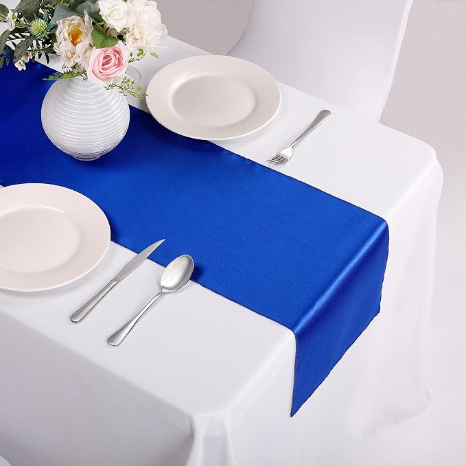 15-Pack Satin Table Runner Royal Blue 12 x 108 inches Long, Table Runners - Image 6