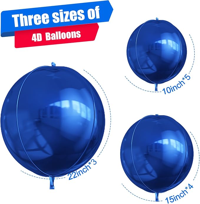 12Pcs Navy Blue Round Foil Balloons, Metallic Blue Foil Balloon - Image 2